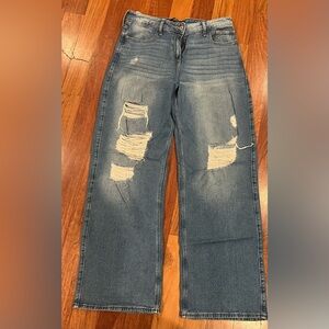 Hollister Relaxed Fit Distressed Blue Jeans